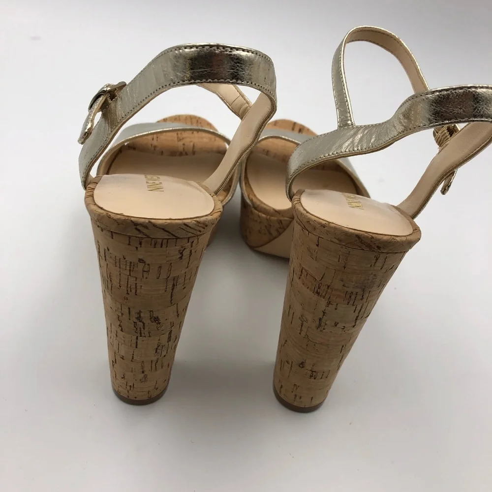 NWOB Nine West Carnation Metallic Platform Cork Sandals